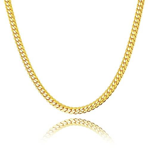 【並行輸入品】Ladies Stainless Steel Necklace, Curb Chain Gold Link 20 Inch 6Mの画像