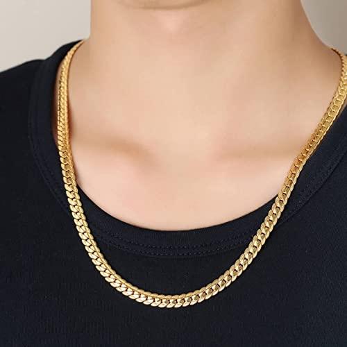 【並行輸入品】Ladies Stainless Steel Necklace, Curb Chain Gold Link 20 Inch 6Mの画像