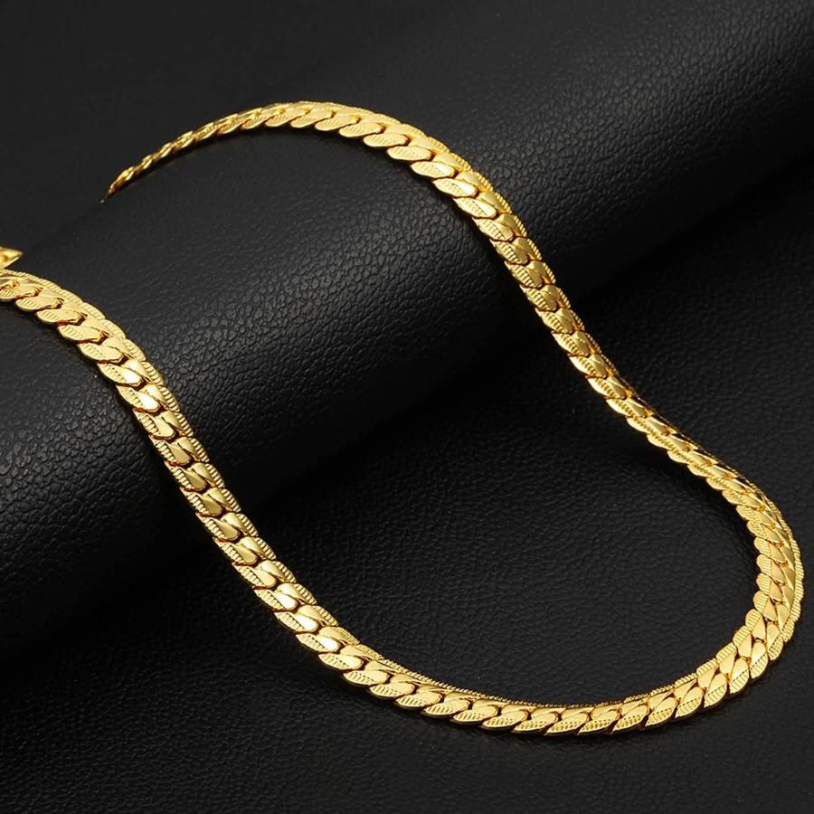 【並行輸入品】Ladies Stainless Steel Necklace, Curb Chain Gold Link 20 Inch 6Mの画像