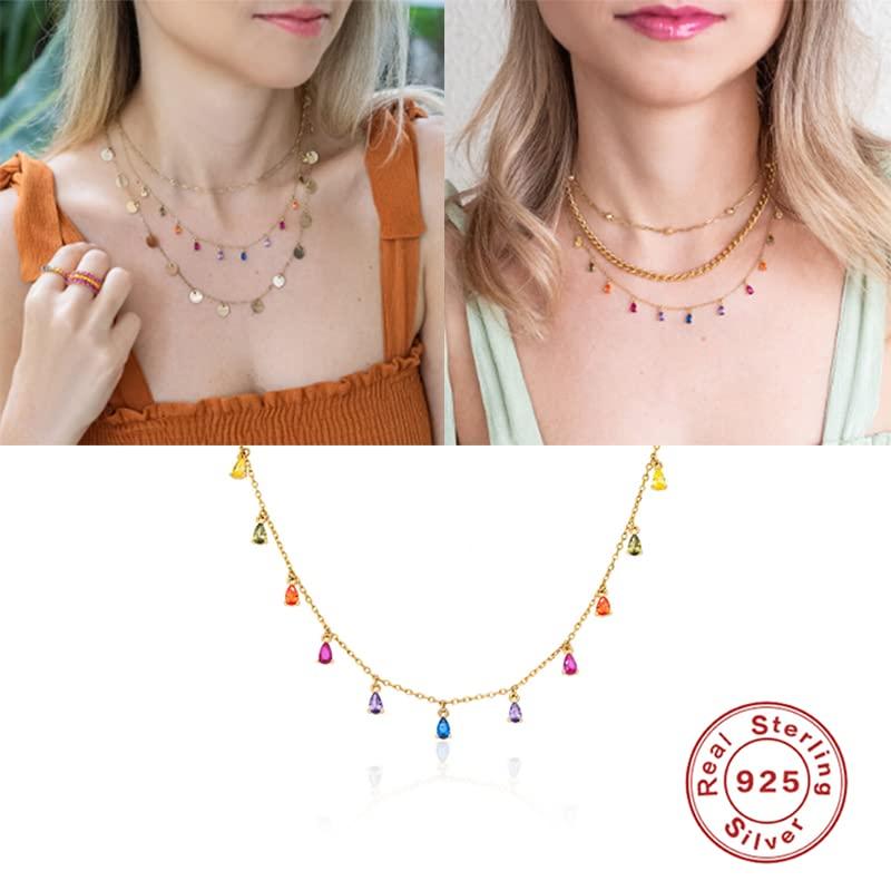 【並行輸入品】カラーダイヤモンドスタームーンリアル 925 スターリングシルバーネックレス女性ジュエリーエナメル蝶ファンシーチェーンチョーカーネの画像