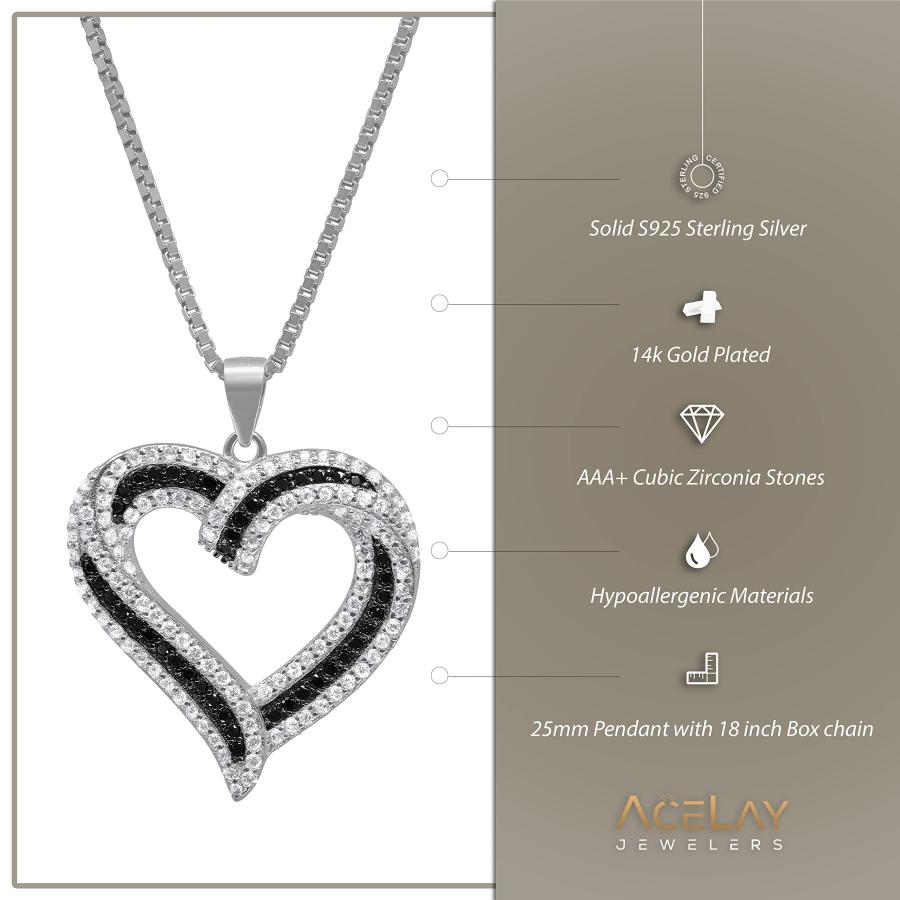 【並行輸入品】AceLay ネックレス レディース ホワイトゴールド 14Kゴールドメッキ ハートネックレス 18インチチェーン ソリッド925_3