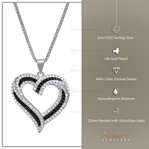 【並行輸入品】AceLay ネックレス レディース ホワイトゴールド 14Kゴールドメッキ ハートネックレス 18インチチェーン ソリッド925_4