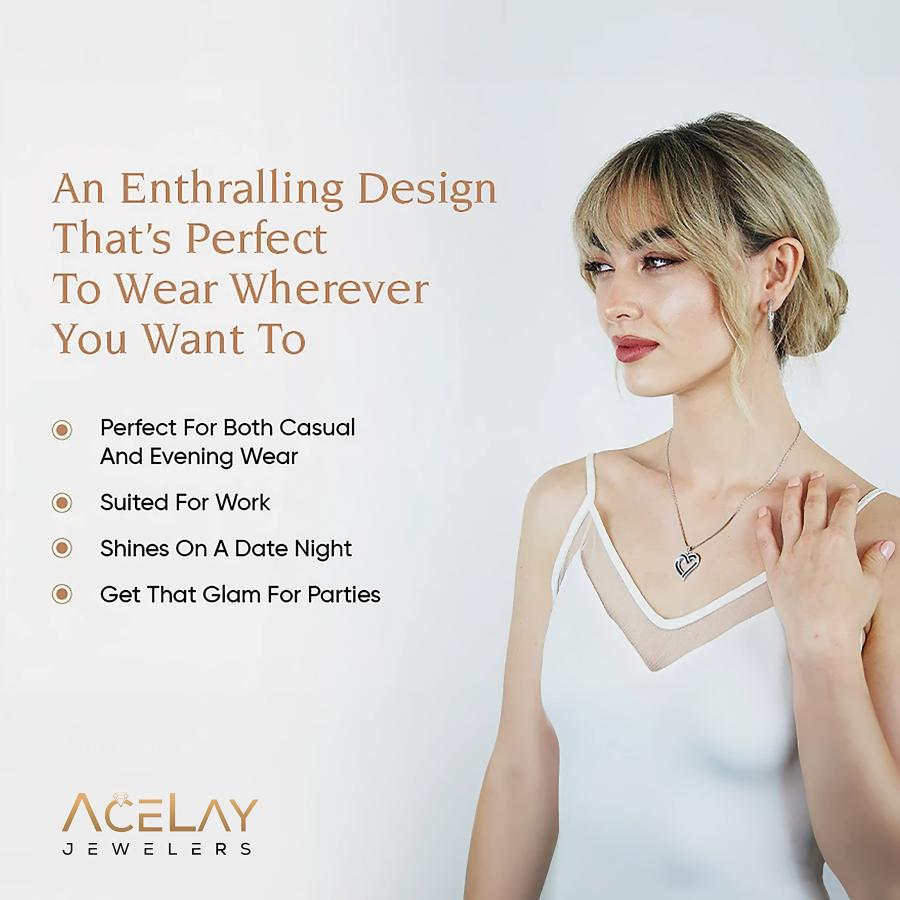 【並行輸入品】AceLay ネックレス レディース ホワイトゴールド 14Kゴールドメッキ ハートネックレス 18インチチェーン ソリッド925_9