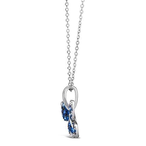 【並行輸入品】LeVian 2/3カラット ブルー&ホワイトサファイア バタフライペンダントネックレス レディース 14Kホワイトゴールド 長さの画像