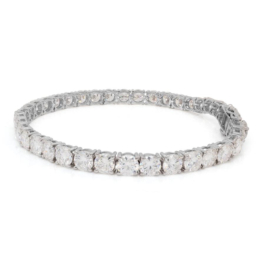 【並行輸入品】SAVEARTH DIAMONDS 幅6mm ラウンドカット 人工ダイヤモンド モアッサナイト テニスチェーンブレスレット 14Kの画像