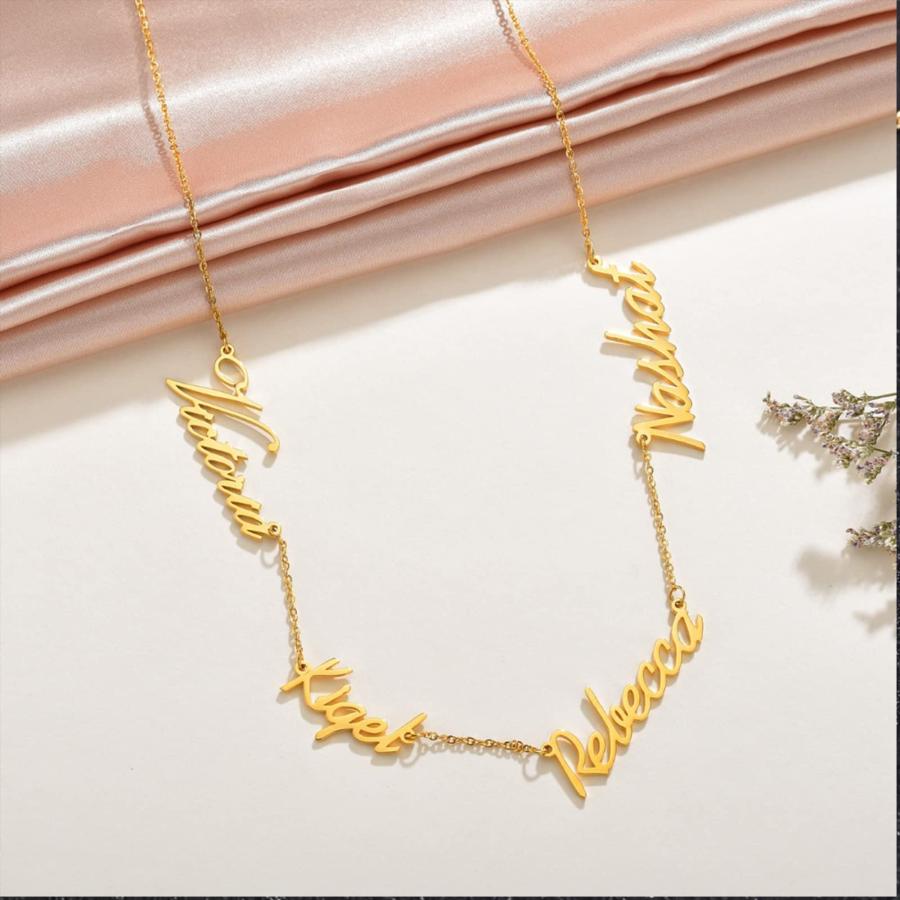 【並行輸入品】MRENITE 10k 14k 18k Real Gold/Rose Gold/White Gold Names Necklac_3