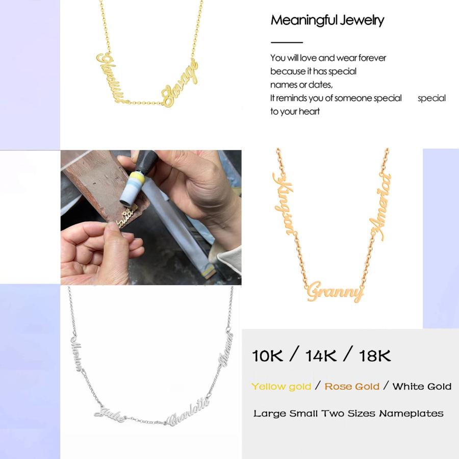 【並行輸入品】MRENITE 10k 14k 18k Real Gold/Rose Gold/White Gold Names Necklac_9