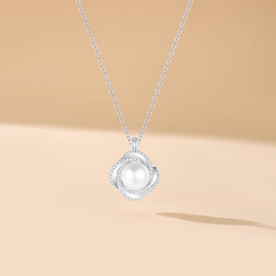【並行輸入品】パールペンダントネックレス。, スターリングシルバー, キュービックジルコニア+パール spkoueh women's pearlの画像