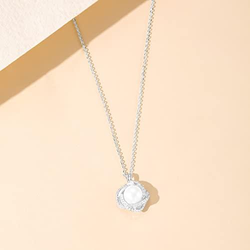 【並行輸入品】パールペンダントネックレス。, スターリングシルバー, キュービックジルコニア+パール spkoueh women's pearlの画像