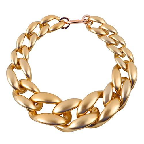 【並行輸入品】NYTA ゴールド 誇張されたチャンキーアクリルチェーン ツイストチョーカー ハンドメイド 鎖骨チェーン つや消しネックレス カラ
