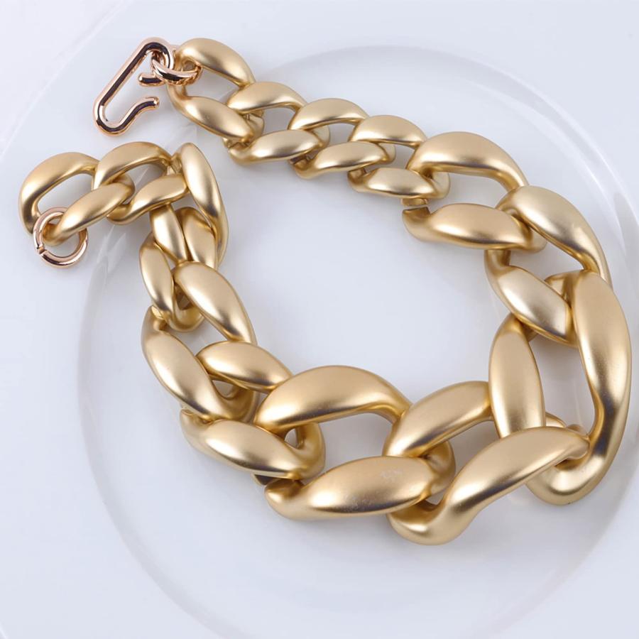 【並行輸入品】NYTA ゴールド 誇張されたチャンキーアクリルチェーン ツイストチョーカー ハンドメイド 鎖骨チェーン つや消しネックレス カラ