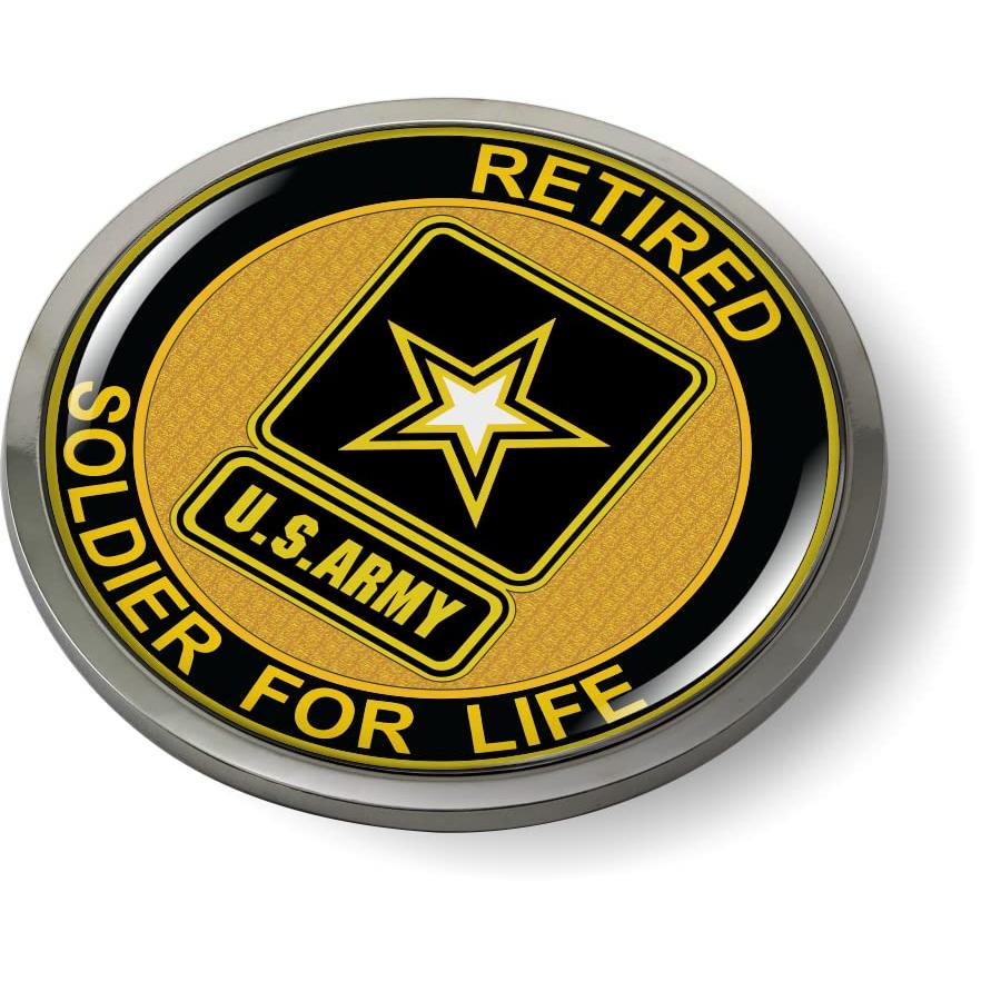 【並行輸入品】[公式ライセンス商品]   米陸軍 Retired Soldier for Life 3Dドーム型カーエンブレムバッジステッカー_4