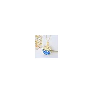 【並行輸入品】MUUYON 14Kゴールドオパールネックレス レディース ソリッドイエローゴールド 太陽とハワイの波ペンダントネックレス サマー_8