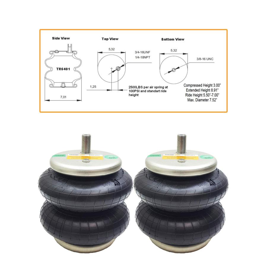 【並行輸入品】TORQUE Air Spring Bag Suspension Kit with Cradle for 2011 2016 Fの画像