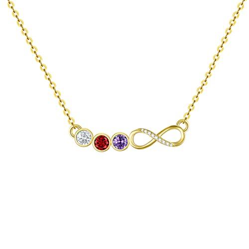 【並行輸入品】Yafeeso 10K/14K/18K Solid Gold Personalized Mom Necklace with 3の画像