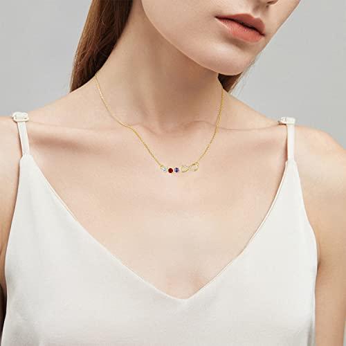 【並行輸入品】Yafeeso 10K/14K/18K Solid Gold Personalized Mom Necklace with 3の画像