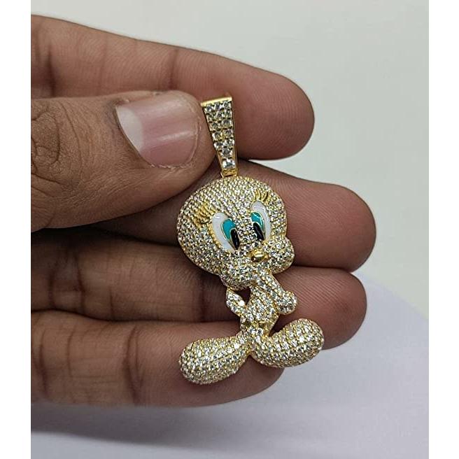 【並行輸入品】RING JEWELS 1.50 CT Round Cut Diamond Tweety Bird Cartoon Charmの画像