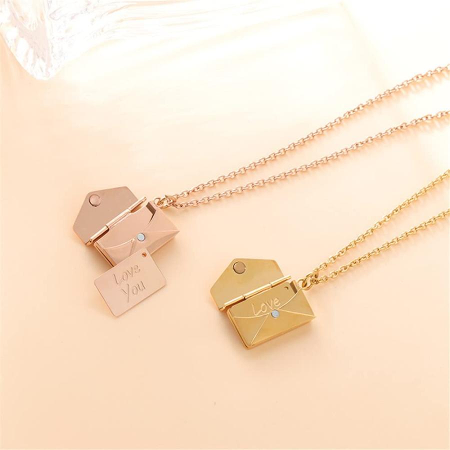 【並行輸入品】PAMTIER Women's Openable Envelope Love Heart Letter Pendant Neck_3