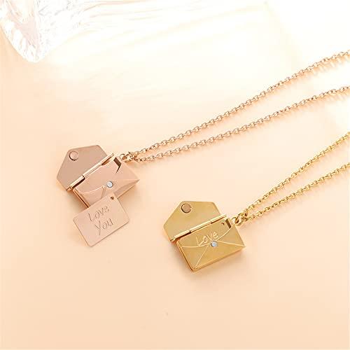 【並行輸入品】PAMTIER Women's Openable Envelope Love Heart Letter Pendant Neck_4
