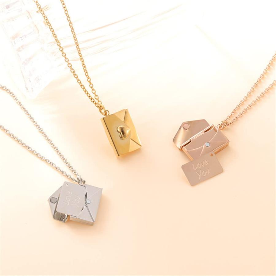 【並行輸入品】PAMTIER Women's Openable Envelope Love Heart Letter Pendant Neck_9