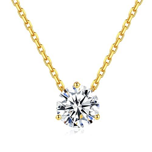 【並行輸入品】LAVISHE 14K Yellow Gold Martini Set Moissanite Necklace for Womeの画像