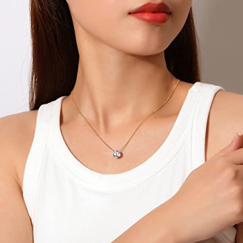 【並行輸入品】LAVISHE 14K Yellow Gold Martini Set Moissanite Necklace for Womeの画像