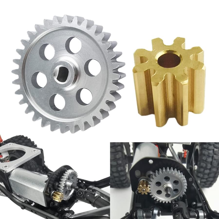 MORLORDY RC Metallo 0.5M 32T Spur Gear 8T Pignone Kit di Conversione per 1/24 RC Crawler Auto Assiale SCX24 Aggiornamenti Parti Accessori