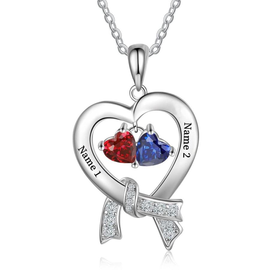 【並行輸入品】YDD Personalized Mother Necklace with 2 Birthstone 10K 14K 18K Sの画像