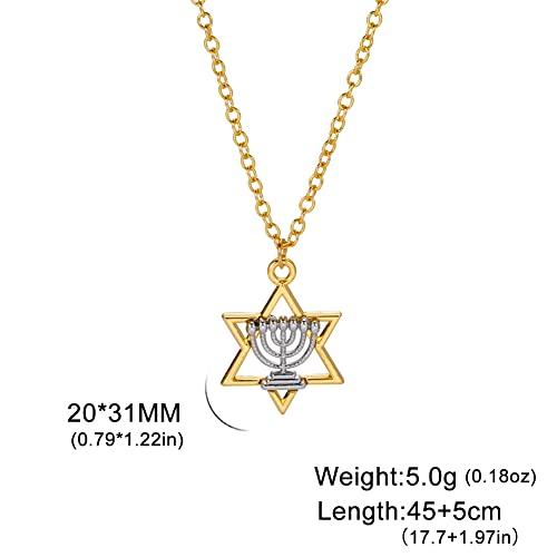 【並行輸入品】LIKGREAT ハヌカンネックレス メノラ ダビデの星ネックレス ユダヤ人の星ネックレス ユダヤ人のジュエリー 女性用， S，