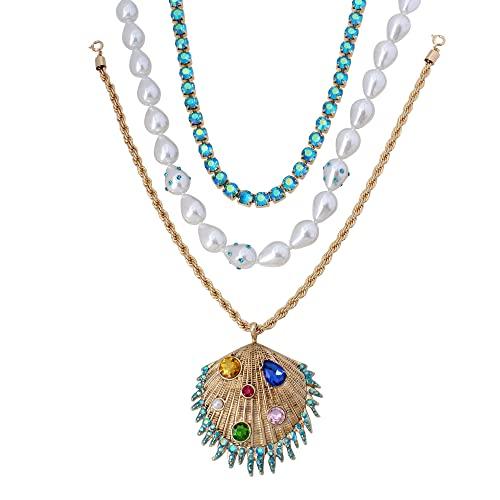 【並行輸入品】Betsey Johnson シェルペンダント レイヤードネックレスセット ワンサイズ メタルガラスプラスチック 宝石なし， On_4