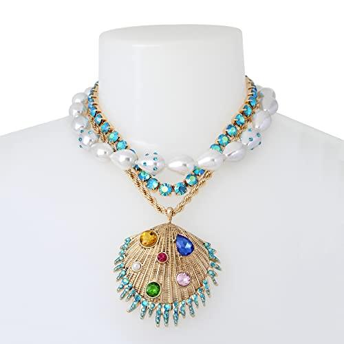 【並行輸入品】Betsey Johnson シェルペンダント レイヤードネックレスセット ワンサイズ メタルガラスプラスチック 宝石なし， On_7