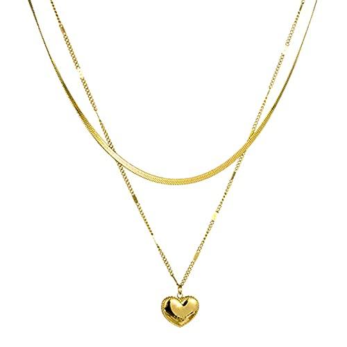 【並行輸入品】18K Gold Plated Herringbone Choker Necklaces Double Layered Snak_1
