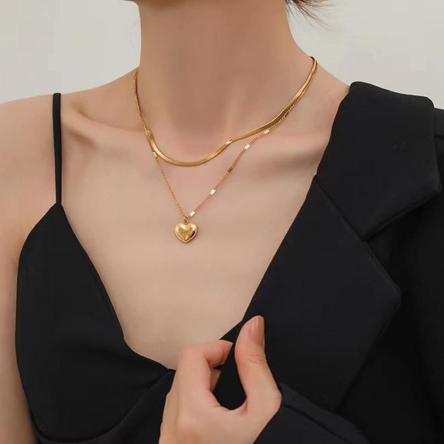 【並行輸入品】18K Gold Plated Herringbone Choker Necklaces Double Layered Snak_6
