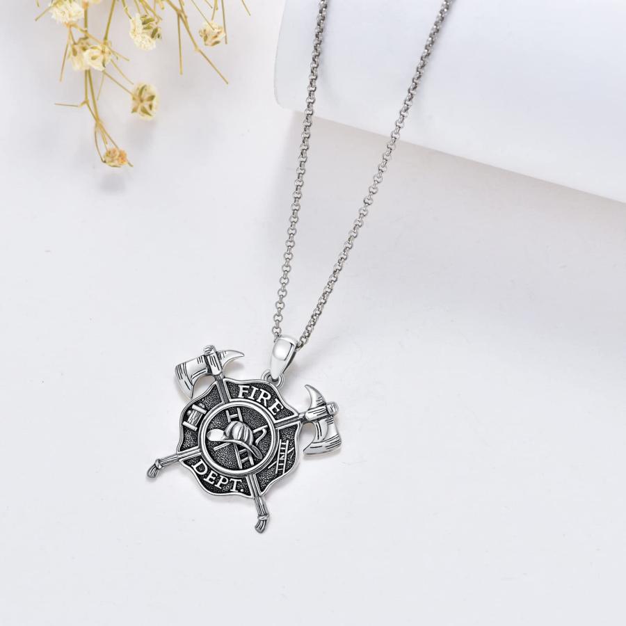 【並行輸入品】LEECCI 消防士ネックレス 925スターリングシルバー 消防署 消防士バッジペンダント 消防士ジュエリー レディース メンズ_6