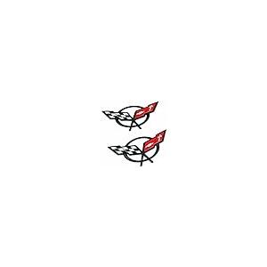 【並行輸入品】2Pcs (Pair) Front \u0026 Rear Crossed Flags Emblems Car Badge 3D Logo