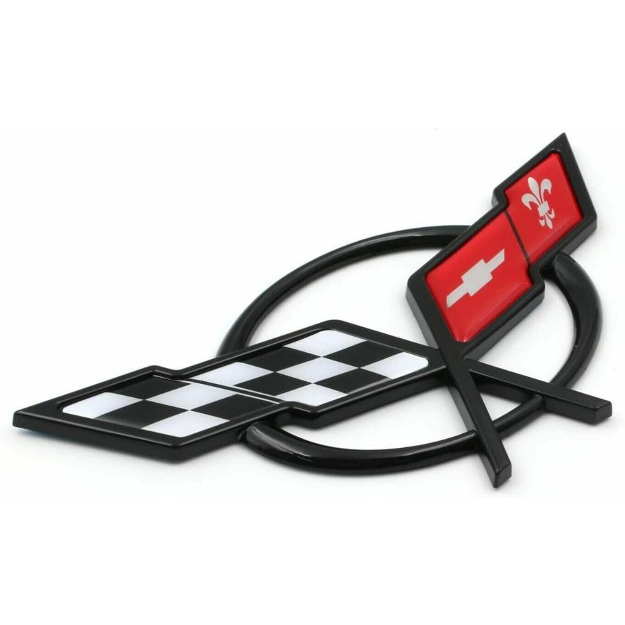 【並行輸入品】2Pcs (Pair) Front \u0026 Rear Crossed Flags Emblems Car Badge 3D Logo
