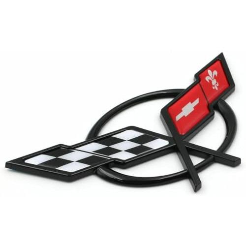 【並行輸入品】2Pcs (Pair) Front \u0026 Rear Crossed Flags Emblems Car Badge 3D Logo