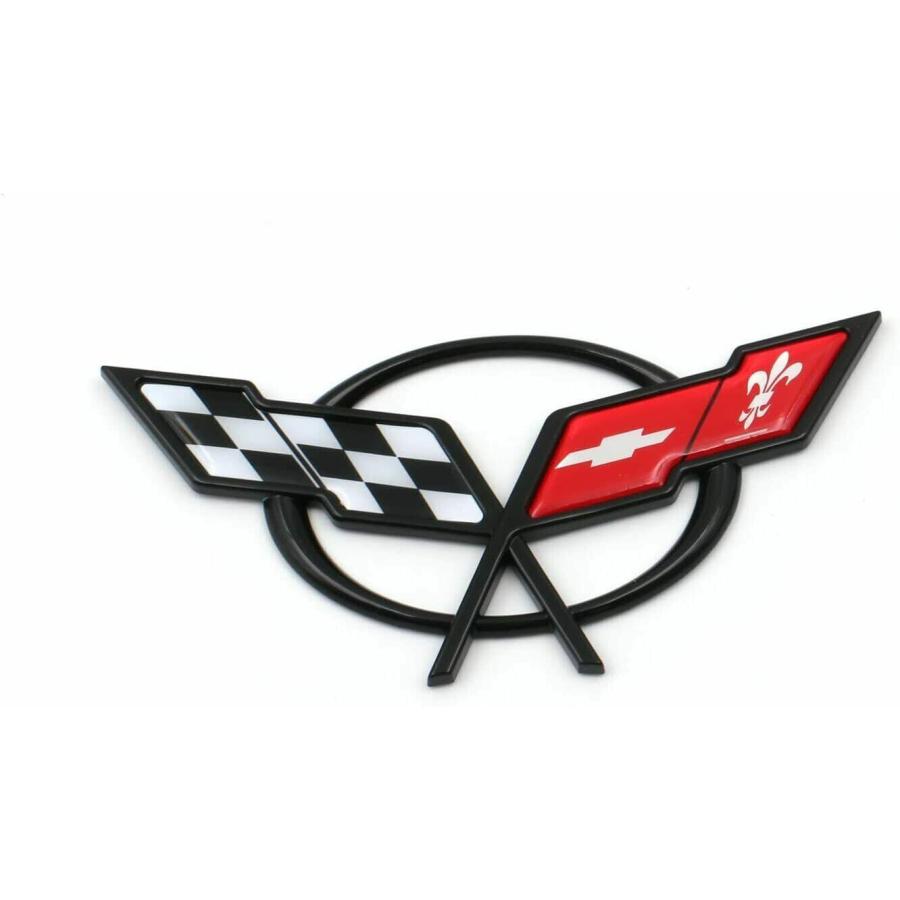 【並行輸入品】2Pcs (Pair) Front \u0026 Rear Crossed Flags Emblems Car Badge 3D Logo