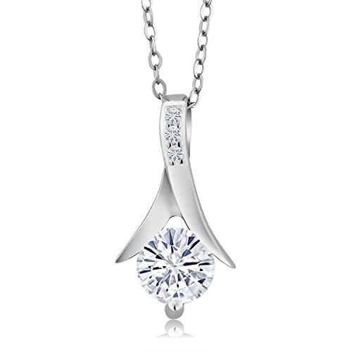 【並行輸入品】[Gem Stone King] 2.45カラット モアサナイト ネックレス ピアス セット レディース モアサナイト シルバー9の画像