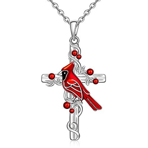 【並行輸入品】Talonior レッドカーディナルネックレス レディース スターリングシルバー カーディナルクロスネックレス ペンダント メモリ_1