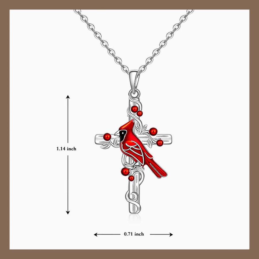 【並行輸入品】Talonior レッドカーディナルネックレス レディース スターリングシルバー カーディナルクロスネックレス ペンダント メモリ_3