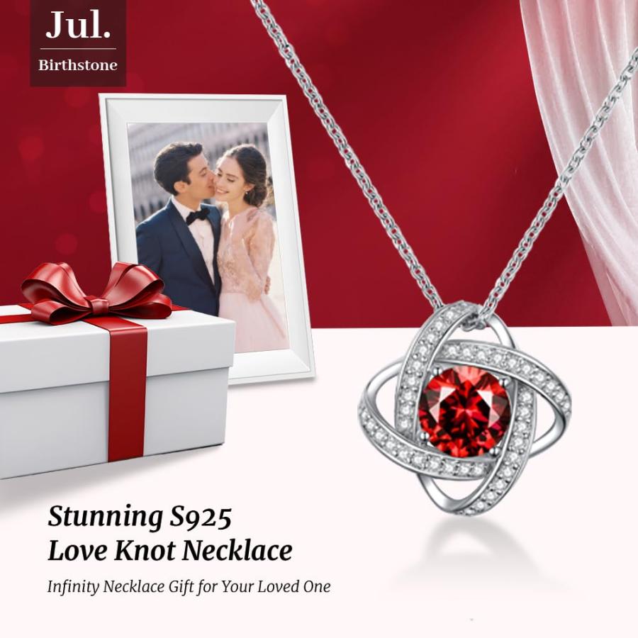 【並行輸入品】boya Birthstone Necklace Gifts for Women， Love Knot Necklaces fo_3