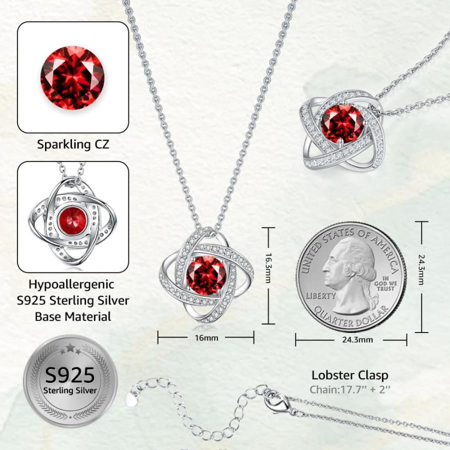 【並行輸入品】boya Birthstone Necklace Gifts for Women， Love Knot Necklaces fo_9
