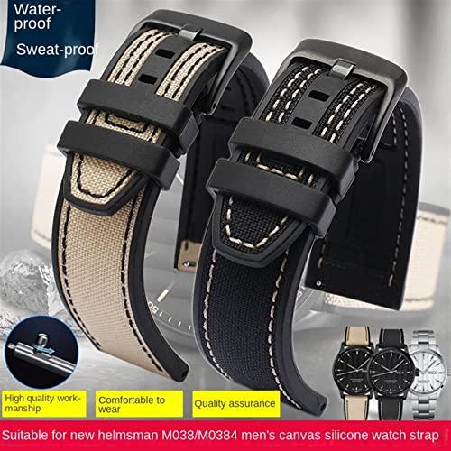 【並行輸入品】KKFAUS 22mm Canvas Rubber Watch Strap Men Wrist Band Bracelet Fo_4