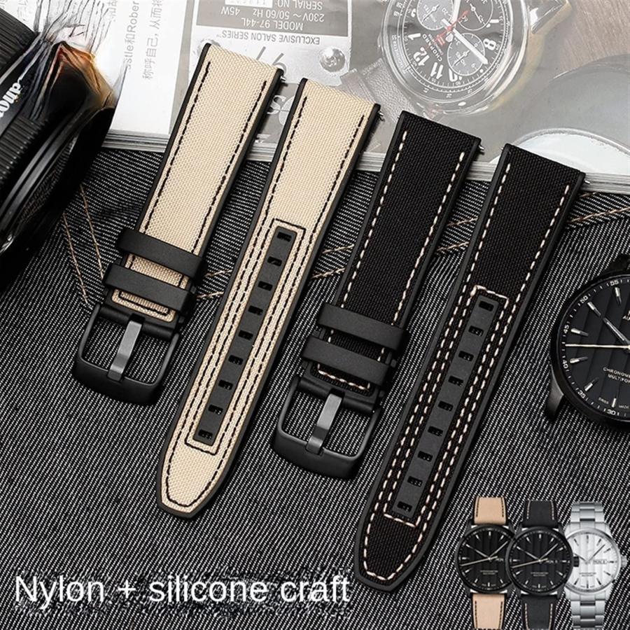 【並行輸入品】KKFAUS 22mm Canvas Rubber Watch Strap Men Wrist Band Bracelet Fo_6