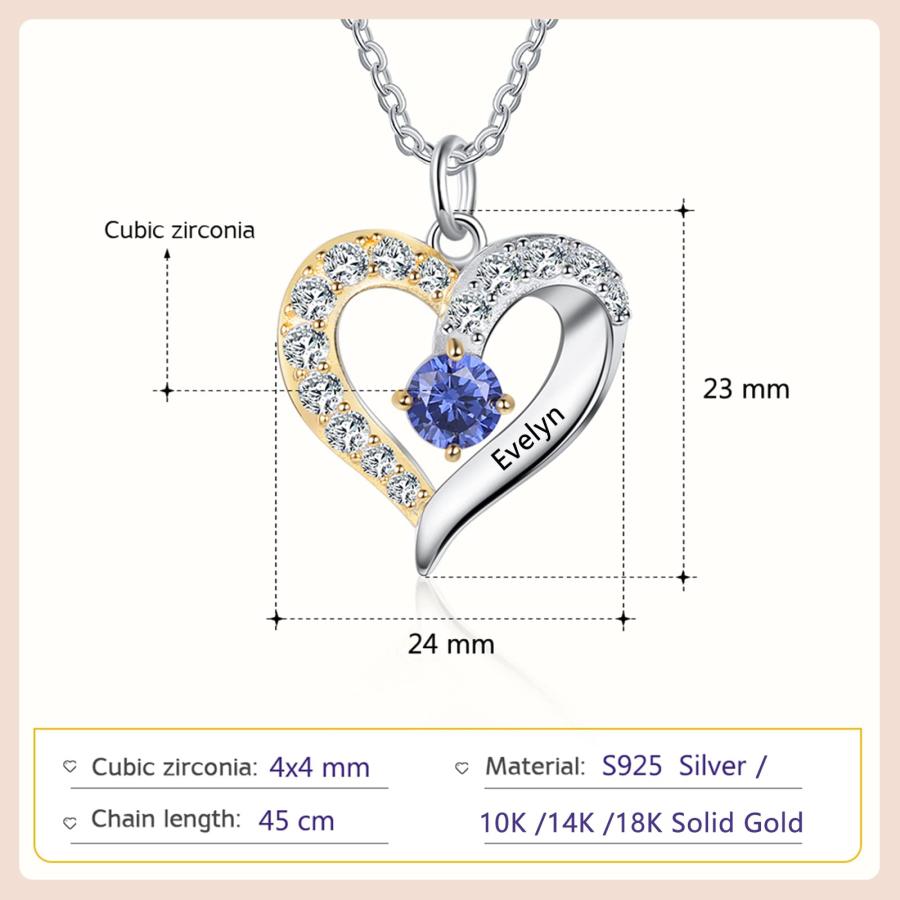 【並行輸入品】BETHZA 10K 14K 18K Solid Gold Mom Necklace Personalized Heart Neの画像