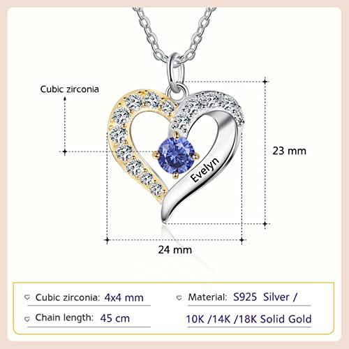 【並行輸入品】BETHZA 10K 14K 18K Solid Gold Mom Necklace Personalized Heart Neの画像