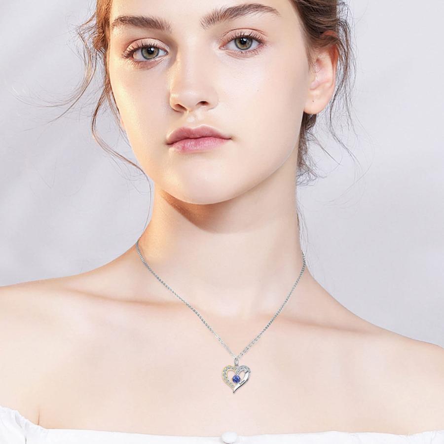 【並行輸入品】BETHZA 10K 14K 18K Solid Gold Mom Necklace Personalized Heart Neの画像