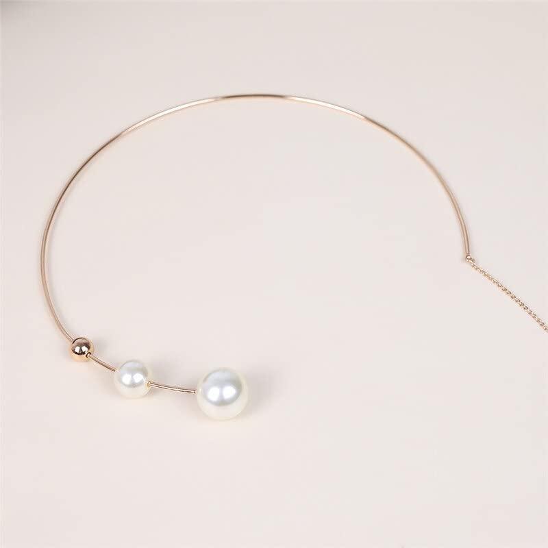 【並行輸入品】Punk Big White Imitation Pearl Clavicle Necklace for Women Trend_4