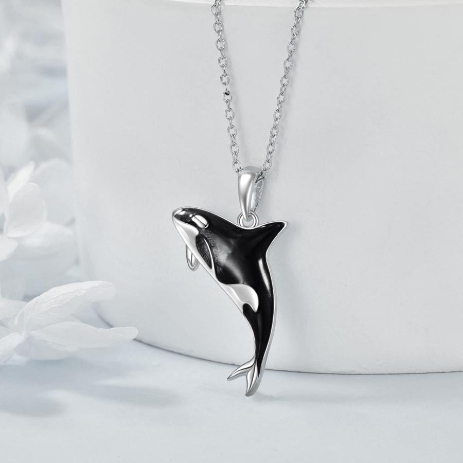 S925 シルバー製ネックレス　ピアス　クジラ　シャチモチーフ夏　水族館　海　魚 S925 シルバー製ネックレス ピアス クジラ シャチモチーフ夏